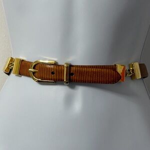 Talbots lizard leather Brown Belt with Gold Buckle size 3X